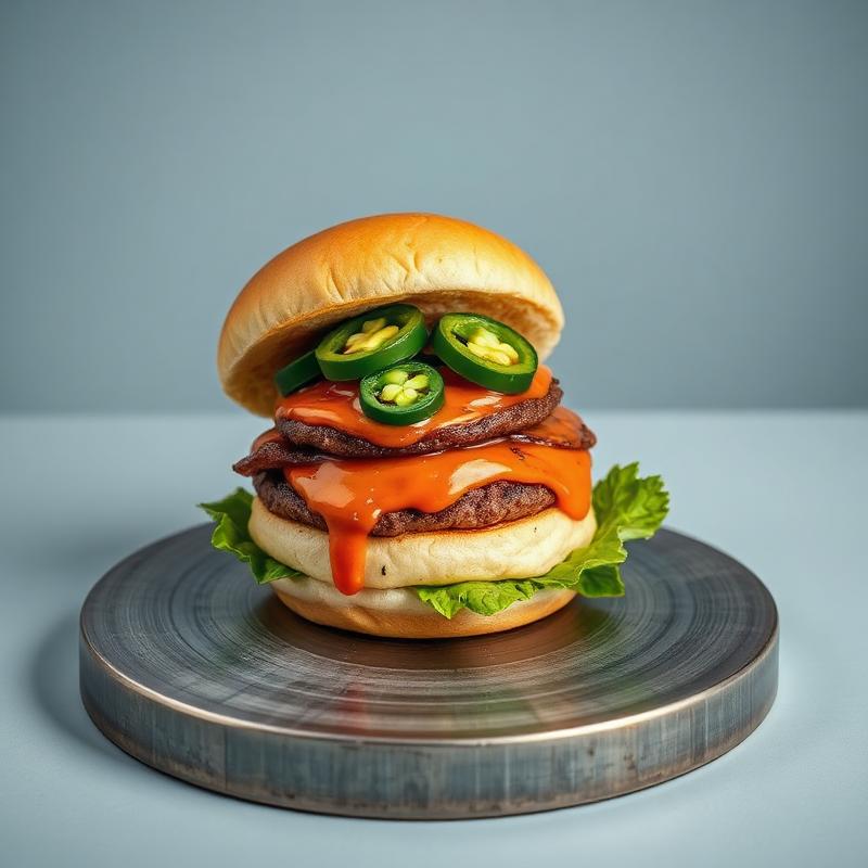 Pittige burger met jalapeño en chilisaus